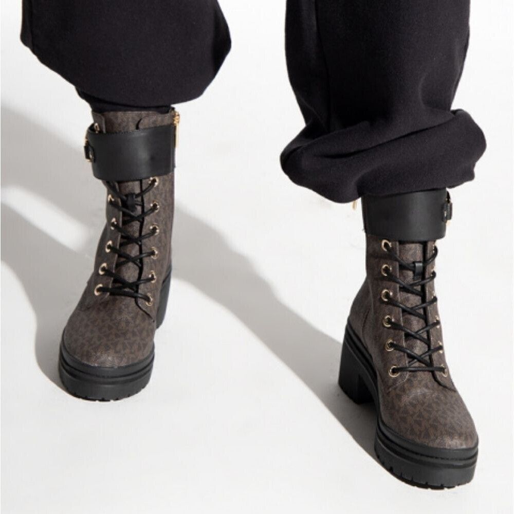 Michael Kors Womens 'Rory' Heeled Ankle Boots Dark Brown Black 6 - Picture 3 of 16